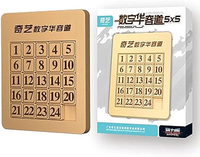 LiangCuber QY Toys 5x5 Klotski Puzzle Magnetic Sliding Number Puzzle ABS Brain Teasers Toy Tangram Jigsaw Intelligence (24-Digit Version)