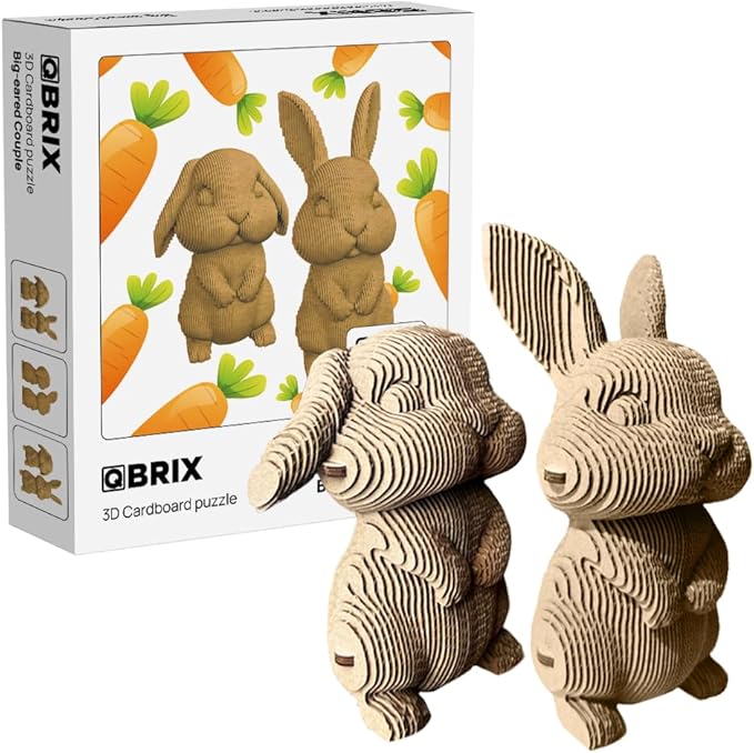 QBRIX Big-Eared Couple 3D Puzzles for Adults, 3D Model Kit for Teens, DIY Crafts for Home Decor, Original Gift for Boys&Girls