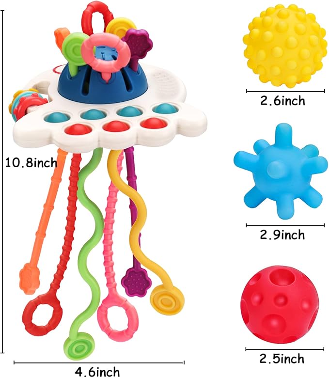 Baby Sensory Montessori Toys for 6-12-18 Months Sensory Balls Pull String Toys for Babies 0-6 Months Teething Developmental Travel Toy for 1 Year Old Boy Girl Birthday Gift 6-9-12 Month Old Infant Toy