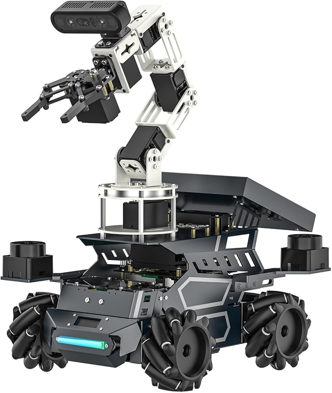 Yahboom ROS2 Robot Kit with Jetson Orin NX 16GB Super Large AI Model with 6DOF Robotic Arm,7-inch HD Display,AI Voice Interaction Module Provides AI Vision、App Control