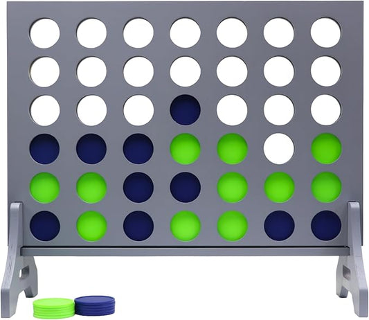 Tailgating Pros Premium Grey Giant Four in a Row with Carrying Case - Jumbo Oversized Outdoor Yard Game - Connect Multiple Pucks in a Row to Win - Many Puck Colors Available!