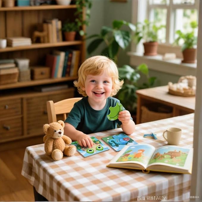 D-KINGCHY Wooden Puzzles for 3 4 5 Years Old Boys Girls, 6 Pcs Animal Jigsaw Puzzles for 3+ Years Old, Educational Preschool Learning Toys for Toddlers