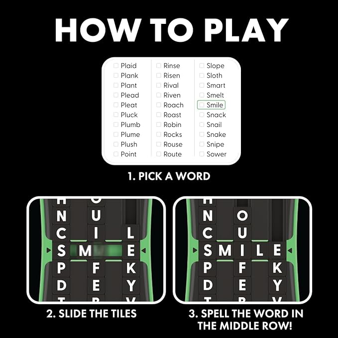 Educational Insights Slidewise™ - Word Game for Kids, Teens & Adults, Handheld Brain Teaser Challenge, Letter Slide Puzzles, Portable Travel Toys, Challenging Logic Games & Gifts for Ages 8+