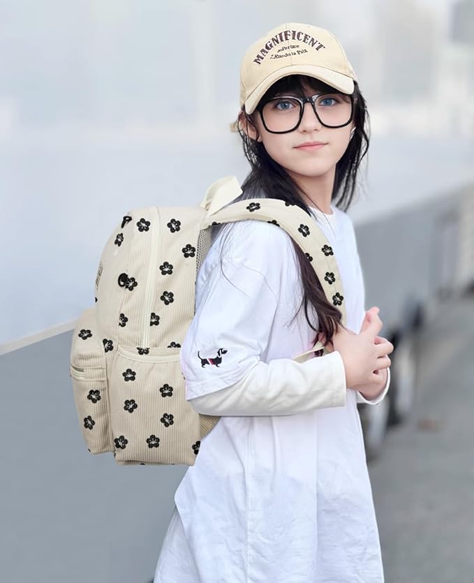 Corduroy Kids Backpack for Boys 6-10: Boys Girls Backpacks for Elementary Kindergarten 15” H Fit Folder