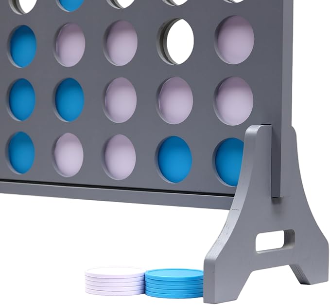 Tailgating Pros Premium Grey Giant Four in a Row with Carrying Case - Jumbo Oversized Outdoor Yard Game - Connect Multiple Pucks in a Row to Win - Many Puck Colors Available!