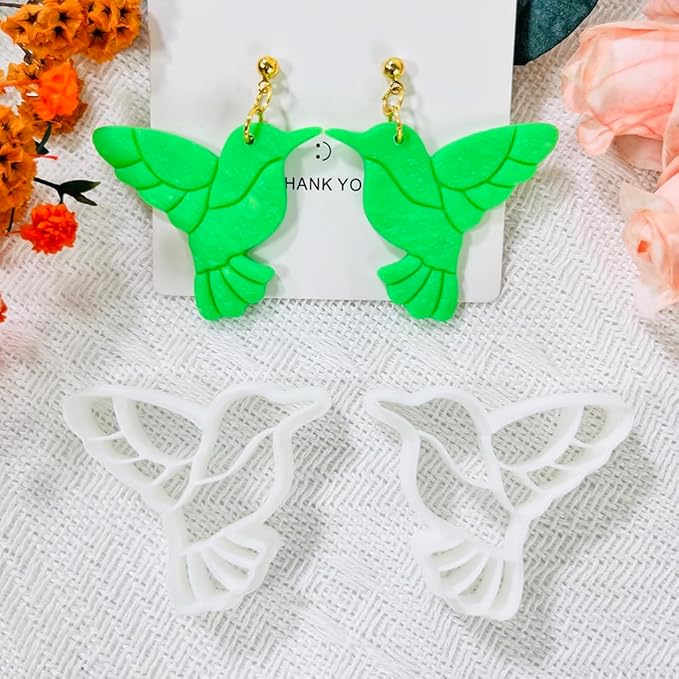 Hummingbird Polymer Clay Cutters – 4 Pcs Clay Cutters for Polymer Clay Jewelry, Bird Shape Clay Earring Cutters, DIY Clay Tools for Earrings and Crafts