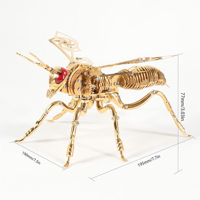 3D Puzzles for Adults, Bumblebee Metal Assembly Jigsaw Game with Steel Mechanical Engineering, Advanced DIY Crafts for Relief & Collection（Gold）