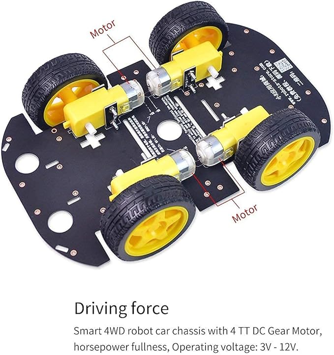 Smart Robot Car Chassis Smart Learning Kit with 4 TT Motor, DIY for UNO R3/Mega 2560/Raspberry Pi/Jetson Nano