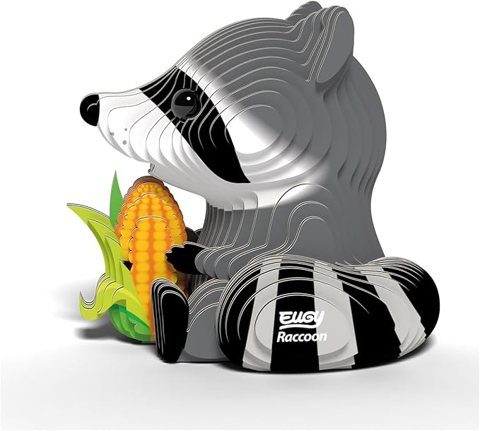 Eugy Raccoon 3D Puzzle - 46 Piece Eco-Friendly Educational Toy Puzzle for Boys, Girls & Kids Ages 6+