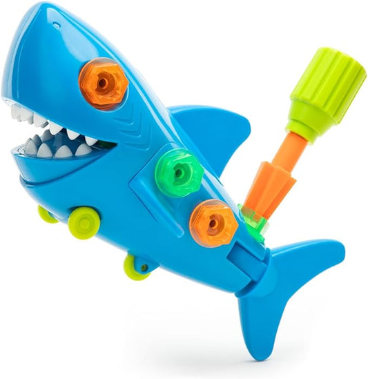 Educational Insights Design & Drill® Shark - Take Apart Toy, 13 Pieces, Kid-Friendly Screwdriver, Toddler STEM Toy, Gift for Ages 3+