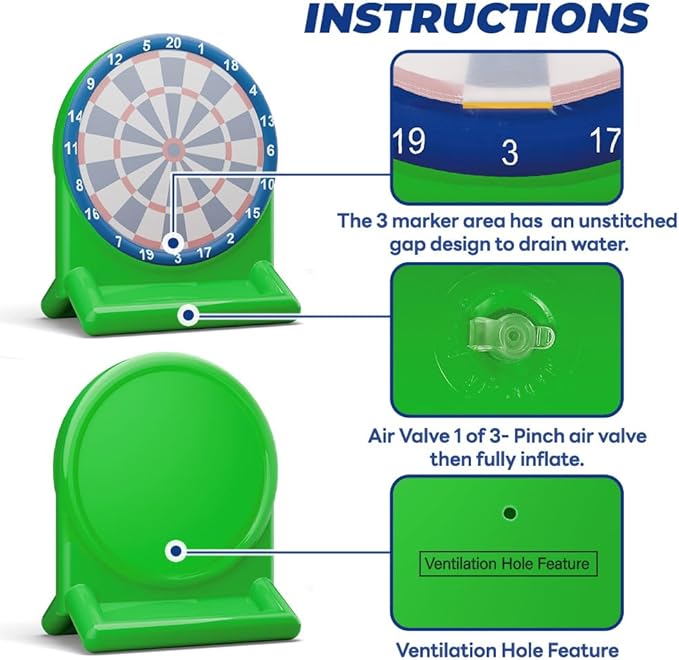 iPlay, iLearn Kids Fun Dartboard Outdoor Toys, Inflatable Dart Board Toss Game, Toddler Backyard Lawn Yard Play, Cool Indoor Family Party Birthday Gift for Ages 3 4 5 6 7 8 Boys Girls Children Teens