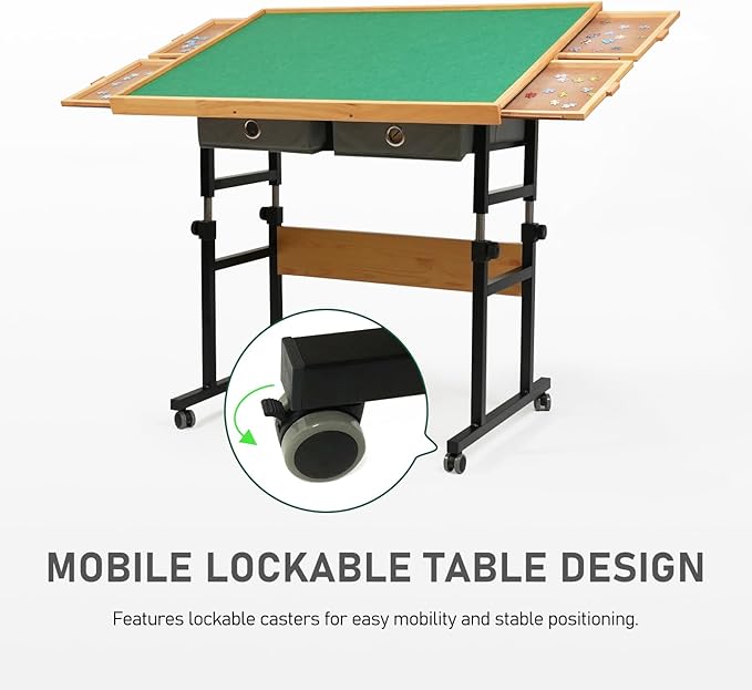 1500 Pieces Puzzle Table with Wheels, with Drawers and Cover, 34.25" x 25.2" Adjustable Height & 45° Tilting, Puzzle Board for Adults