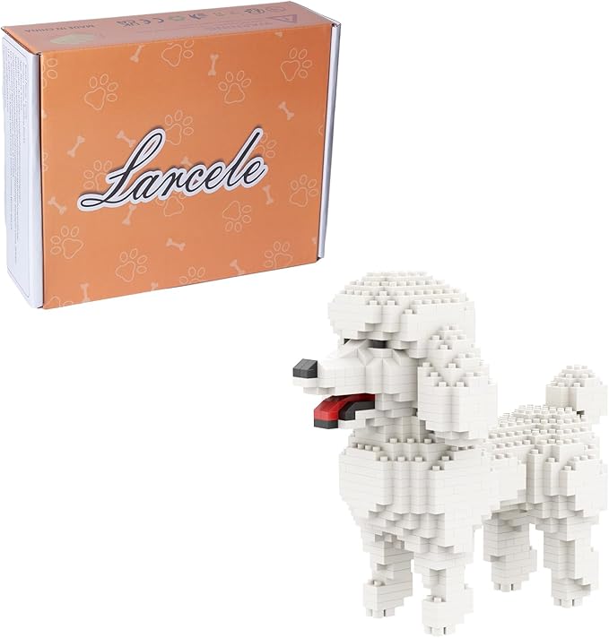 Larcele Mini Building Blocks Animal Set, DIY Micro 3D Building Toy Bricks,790 Pieces KLJM-05(Teddy in White)