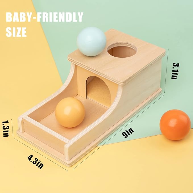Busy edition Montessori Toys Object Permanence Box Soft Sound Wooden Color Baby Ball Drop Play for 6 Month 1 2 3 Year Old Toddlers Infant Early Age Toy