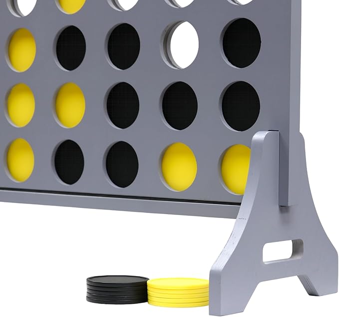 Tailgating Pros Premium Grey Giant Four in a Row with Carrying Case - Jumbo Oversized Outdoor Yard Game - Connect Multiple Pucks in a Row to Win - Many Puck Colors Available!