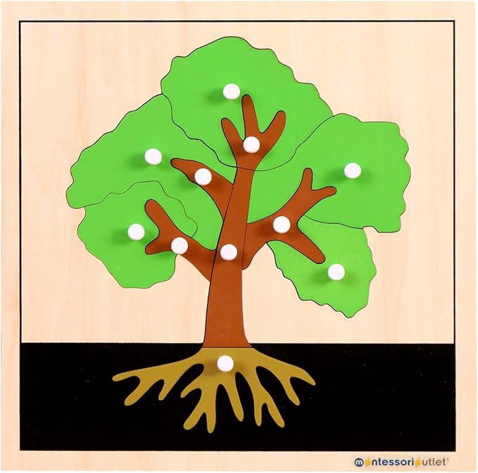 MONTESSORI OUTLET Nature Materials Tree Puzzle Early Preschool Learning Toys for 3-12 Year Old Kids and Toddler