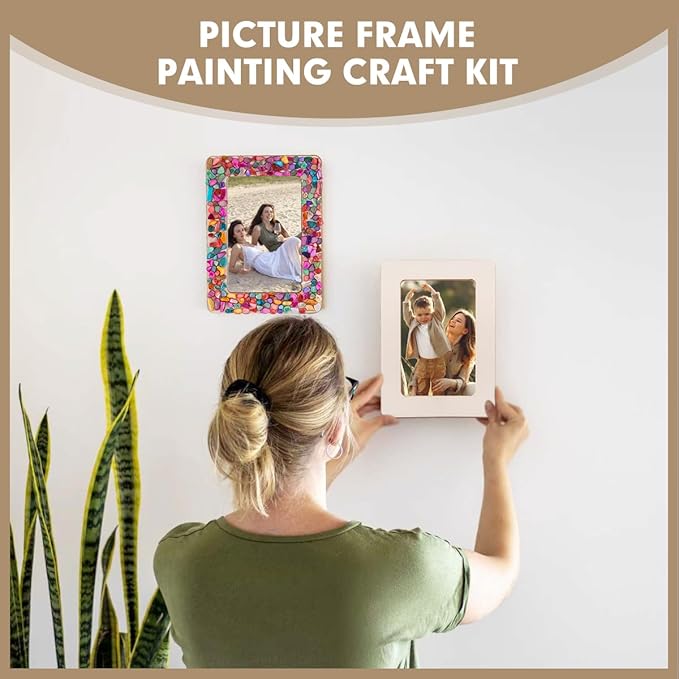 DIY Mosaic Photo Frame Craft Kit for 4 * 6 Photo,8 Pcs DIY Unfinished Wooden Picture Frames with Mosaic Tiles for DIY Craft