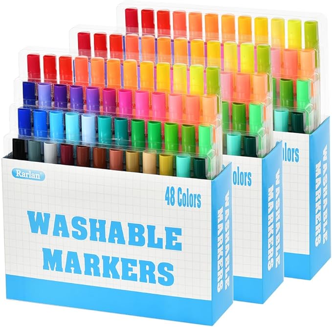 Washable Markers Bulk, Markers for Kids, Bulk Pack, 48 Colors, 3 Boxes, 144 Count