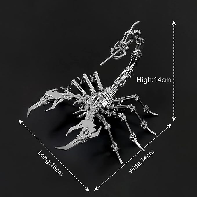 3D Metal Model Kits, Mechanical Scorpion King 3D Metal Puzzle,Steel Warcraft Collection DIY Animal Brain Teasers Simple 3D Puzzles Home Decor Art Craft Gifts Toys for Adult Teens