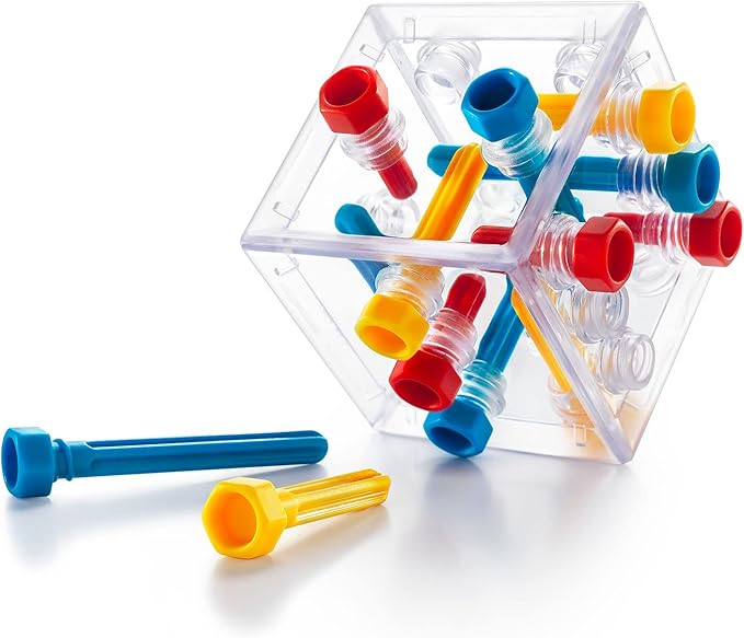 SmartGames Criss Cross Cube 3D Puzzle Game - Brainteaser with 80 Challenges for Ages 8 - Adult