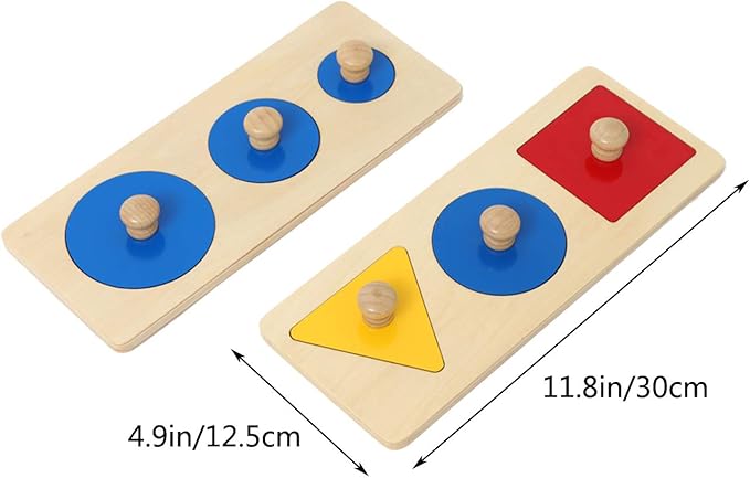Montessori Multiple Shape Puzzle/Single Shape Puzzle First Puzzle for Toddler Jumbo Knob Wooden Puzzle Geometry Shape Puzzle Preschool Learning Material Shape & Color Sorter (Multiple Shape Puzzles)