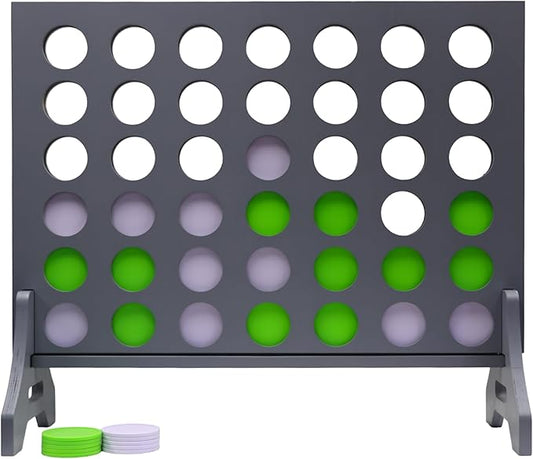 Tailgating Pros Premium Grey Giant Four in a Row with Carrying Case - Jumbo Oversized Outdoor Yard Game - Connect Multiple Pucks in a Row to Win - Many Puck Colors Available!