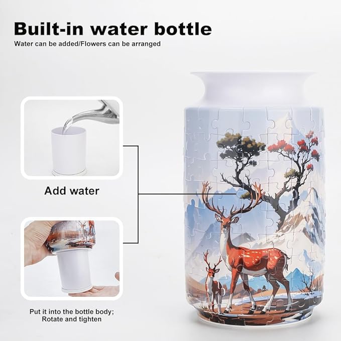 3D Puzzle Vase Unique Flower Vase for Adults Made by 162 Curved Plastic Puzzle, Relax Puzzles for Adults, DIY Jigsaw Creative Gift for Parents & Housewarming