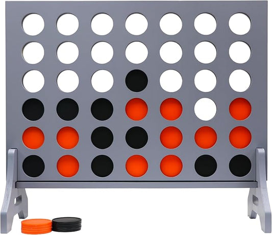 Tailgating Pros Premium Grey Giant Four in a Row with Carrying Case - Jumbo Oversized Outdoor Yard Game - Connect Multiple Pucks in a Row to Win - Many Puck Colors Available!