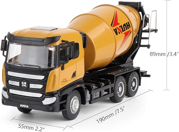 Ailejia Cement Mixer Toy Truck 1/50 Scale Metal Diecast Big Construction Engineering Vehicle Model Collection Diecast Alloy Truck Decoration Toy Gift for Kids (Cement Mixer Truck)