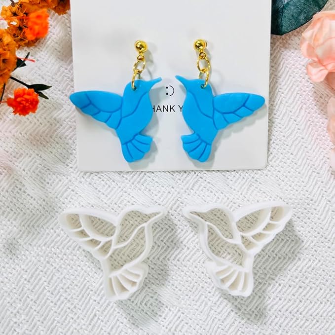 Hummingbird Polymer Clay Cutters – 4 Pcs Clay Cutters for Polymer Clay Jewelry, Bird Shape Clay Earring Cutters, DIY Clay Tools for Earrings and Crafts