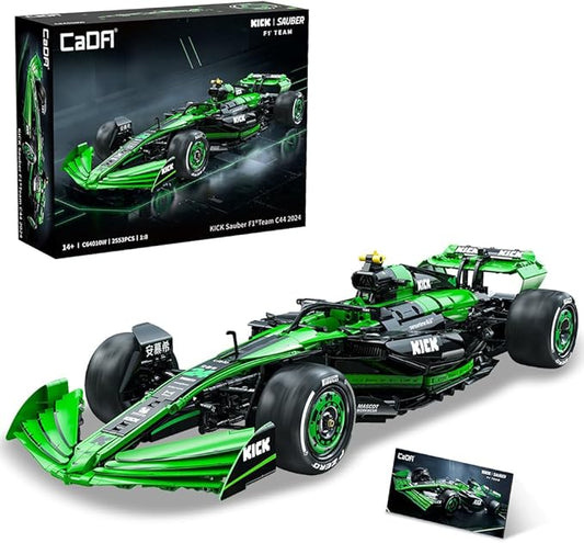 CaDA C64010W Kick Sauber F1 Team C44 Racing Building Set,MOC 1:8 F1 Building Block Car,Formula 1 Championship Super Car Model for Adults (2553pcs)