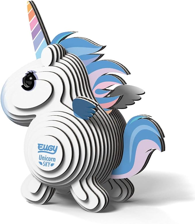 Eugy Unicorn Sky 3D Puzzle, 28 Piece Eco-Friendly Educational Toy Puzzles for Boys, Girls & Kids Ages 6+