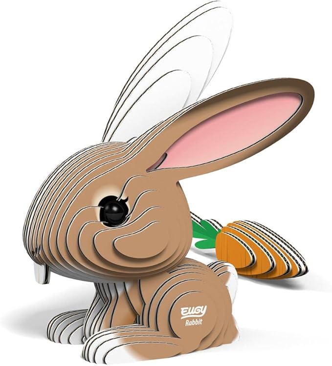 Eugy Rabbit 3D Puzzle, 39 Piece Eco-Friendly Educational Toy Puzzles for Boys, Girls & Kids Ages 6+