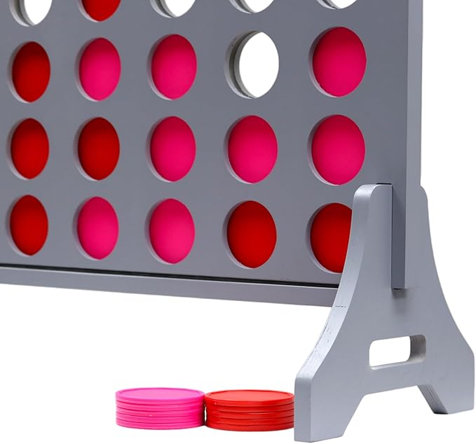 Tailgating Pros Premium Grey Giant Four in a Row with Carrying Case - Jumbo Oversized Outdoor Yard Game - Connect Multiple Pucks in a Row to Win - Many Puck Colors Available!