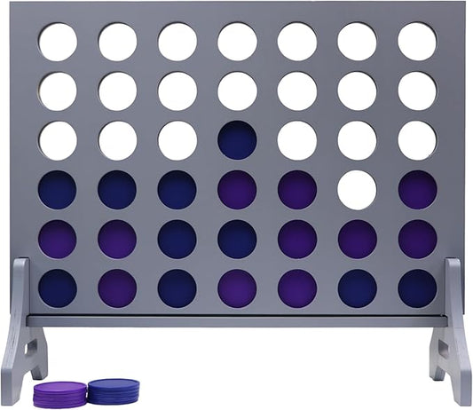Tailgating Pros Premium Grey Giant Four in a Row with Carrying Case - Jumbo Oversized Outdoor Yard Game - Connect Multiple Pucks in a Row to Win - Many Puck Colors Available!