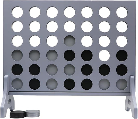 Tailgating Pros Premium Grey Giant Four in a Row with Carrying Case - Jumbo Oversized Outdoor Yard Game - Connect Multiple Pucks in a Row to Win - Many Puck Colors Available!