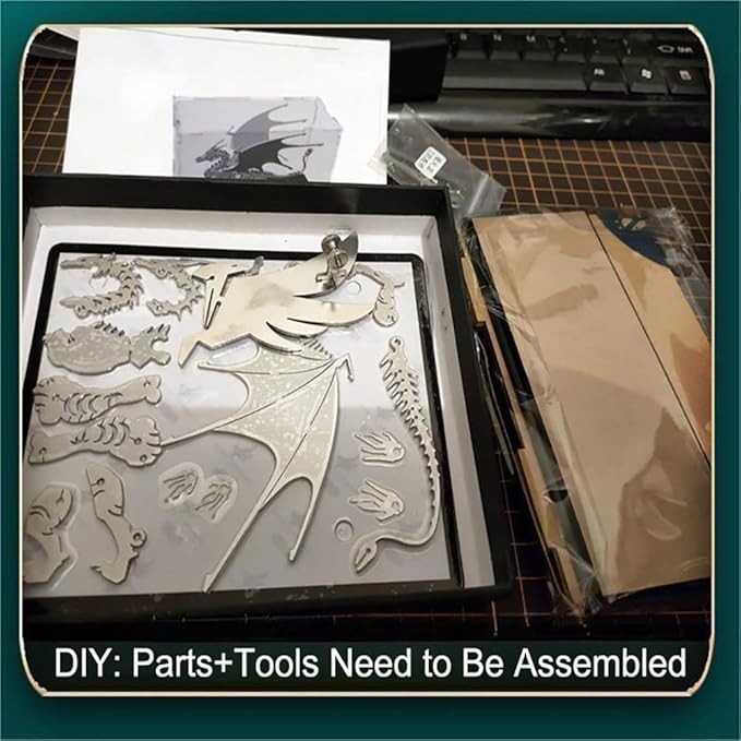 3D Metal Model Kits, Mechanical Fire Breathing Dragon 3D Metal Puzzle,Steel Warcraft Collection DIY Animal Brain Teasers Simple 3D Puzzles Home Decor Art Craft Gifts Toys for Adult