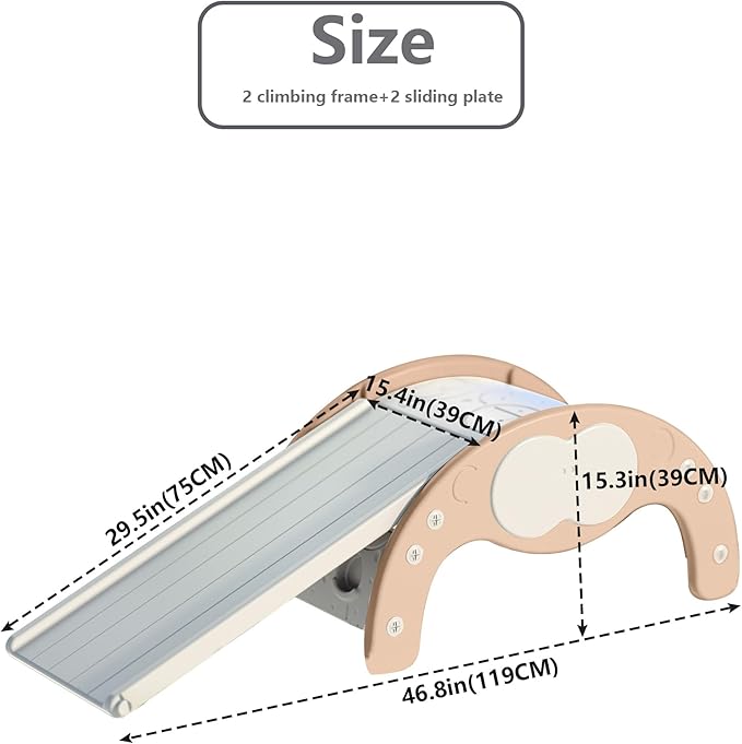 Children's Indoor Climbing Slideway Swing Playground 4-in-1 Function: Slide, Rock Climbing, Balance Board and Cradle Safe and Solid Montessori Toys Orange（1 Climbing Frame+1 Sliding Plate）