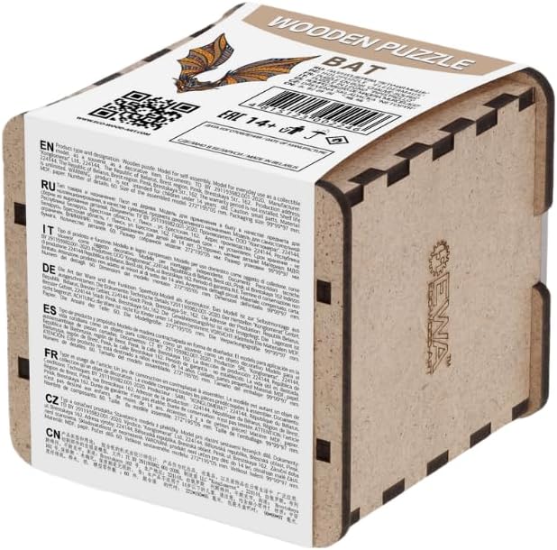 EWA Home Décor – Bat Small 60 Pieces – Wooden Jigsaw Puzzle for Adults – Perfect for Artistic Home Decoration and Mindful Relaxation