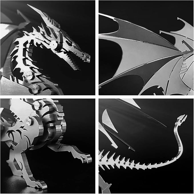 3D Metal Model Kits, Mechanical Fire Breathing Dragon 3D Metal Puzzle,Steel Warcraft Collection DIY Animal Brain Teasers Simple 3D Puzzles Home Decor Art Craft Gifts Toys for Adult