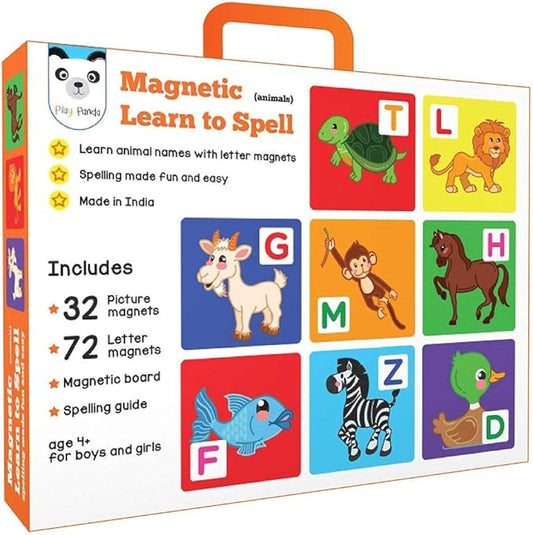 Magnetic Preschool learning Toys for Toddlers Aged 3 4 5 6 Years Old Learn to Spell Animals|104 Magnet Pieces-32 Picture & 72 Letters with Magnet Board & Spelling Game Guide|Educational Toy for Kids
