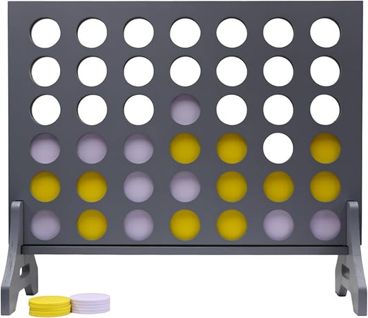 Tailgating Pros Premium Grey Giant Four in a Row with Carrying Case - Jumbo Oversized Outdoor Yard Game - Connect Multiple Pucks in a Row to Win - Many Puck Colors Available!