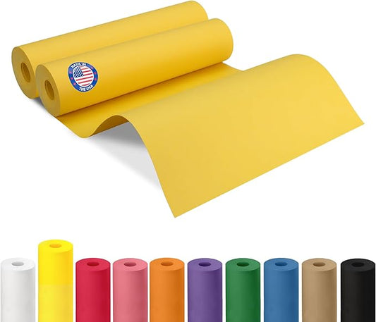 12" x 1200" (100 ft) Yellow Kraft Paper Roll, Pack of 2 - USA-Made Quality Craft Paper for Gift Wrapping, Kids' Arts & Crafts, School Projects - 100% Recycled, 50 lb Natural Material by IDL Packaging