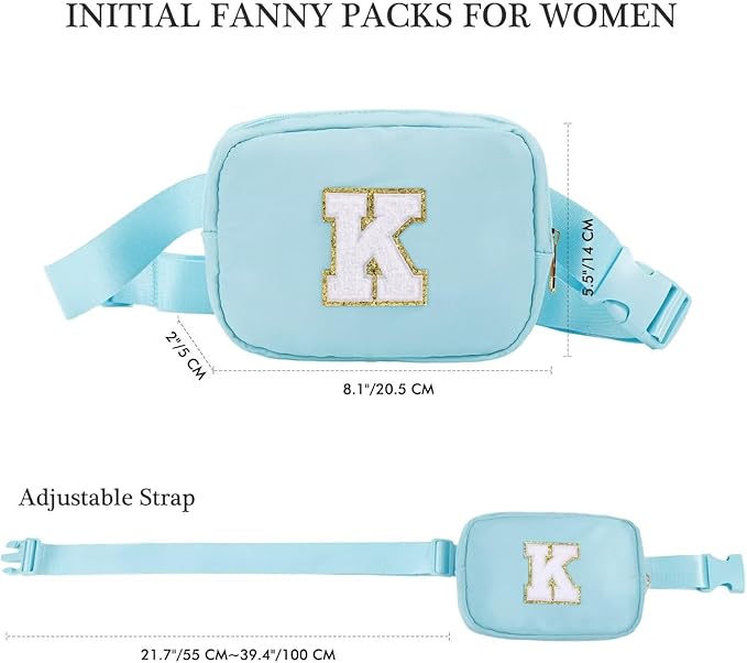 YOOLIFE Gifts for Girls Teen Girls Birthday Gifts - Personalized Gifts for Women, Gifts for Daughter Sister Friends, Blue Initial Crossbody Bag Belt Bag A