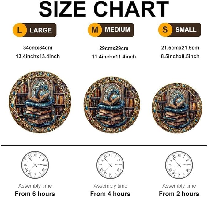 Jigfoxy Wooden Puzzle for Adults, Snake Visual Horse Wooden Jigsaw Puzzles for Adult, Unique Animal Shape Wood Cut Puzzles, Christmas Thanksgiving Gifts for Friends Family (M-11.4 * 11.4in-200pcs)