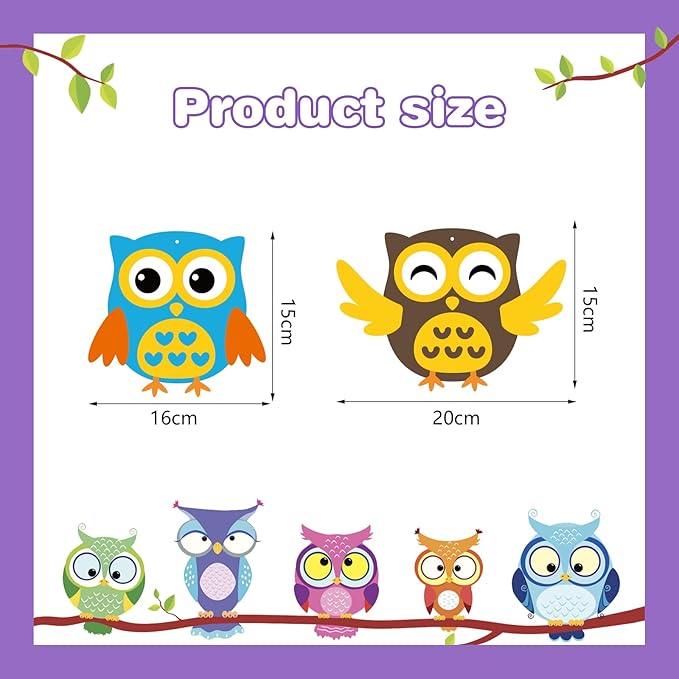 Fennoral 12 Pack Fall Craft for Kids Owl Craft Kits Make Your Own Owl Foam Stickers DIY Arts and Crafts for Boys Girls Art Activities Party Supply Autumn Thanksgiving Decoration