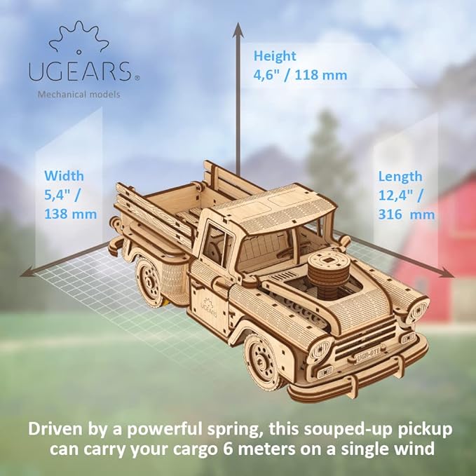 UGEARS Wooden 3D Puzzles for Adults - Pickup Lumberjack Model Car Kits 3D Puzzle Adult Crafts - Wooden Puzzles for Adults Mechanical Truck Puzzle Model Kit - Retro Chevrolet 3100 Inspired - 460 Pcs