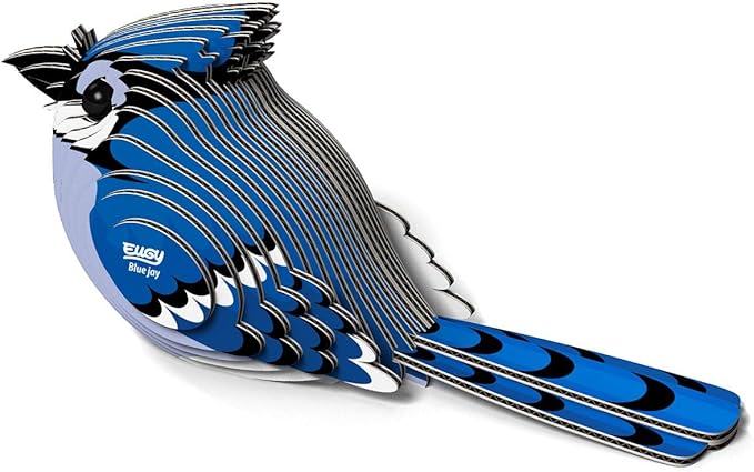 Eugy Blue Jay 3D Puzzle, 26 Piece Eco-Friendly Educational Toy Puzzles for Boys, Girls & Kids Ages 6+
