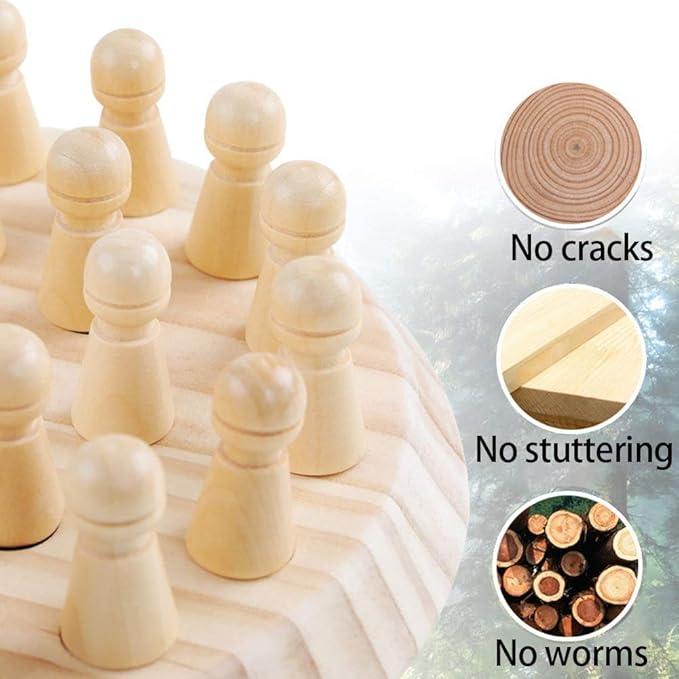 Wooden Memory Chess Matching Game: Family Board Games for Kids and Adults, Montessori Preschool Learning Educational Toy, Birthday Gift for Age 3 4 5 6 7 8+ Boy Girl