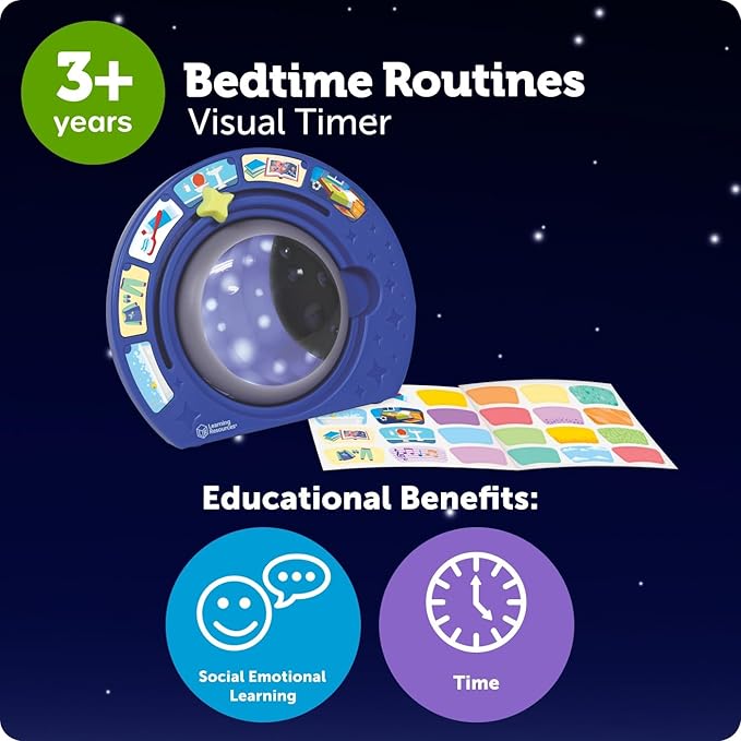 Learning Resources Bedtime Routines - Visual Timer for Kids, Night Light, Time Management Tools for Daily Organization, Count Down Clock, Homeschool Supplies
